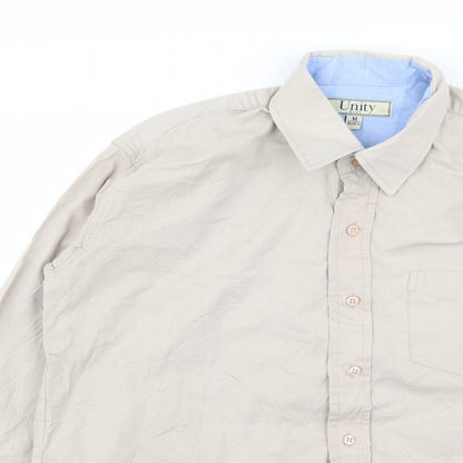 Unity Mens Beige    Button-Up Size M