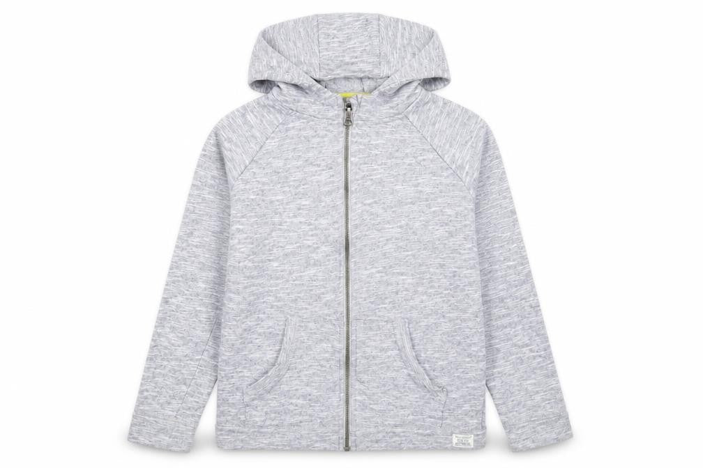Front view of bluezoo boys’ grey full zip jumper, size 11-12, years