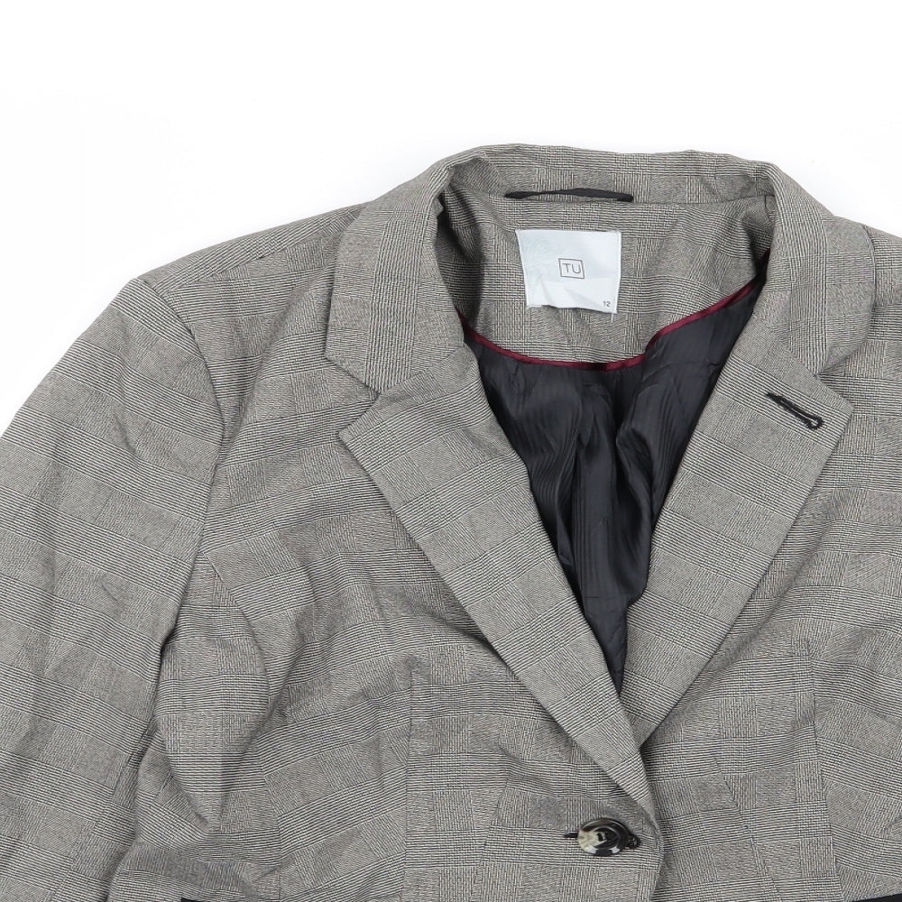 TU Womens Grey Check  Jacket Blazer Size 12