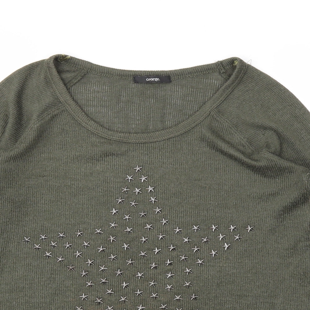 George Womens Green Argyle/Diamond  Pullover Jumper Size 8