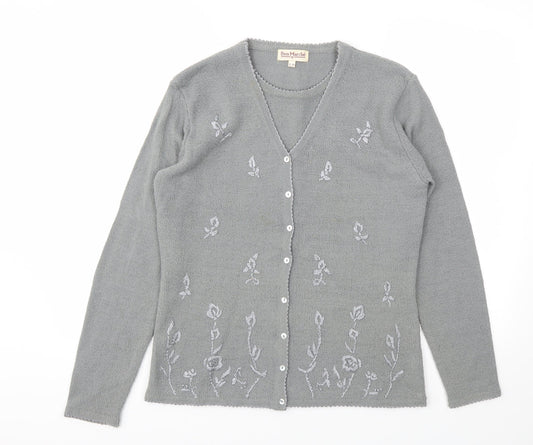 Bonmarché Womens Grey Cardigan Jumper Size M