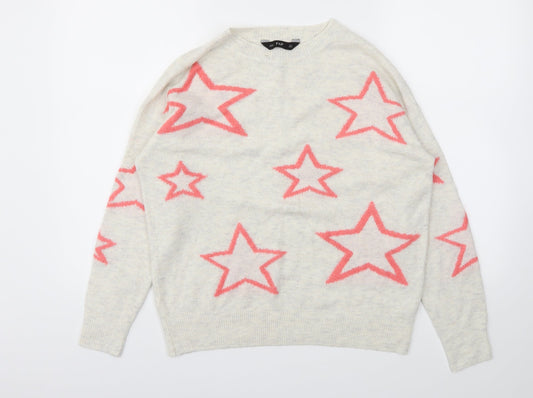 F&F Womens Ivory Argyle/Diamond  Pullover Jumper Size 6