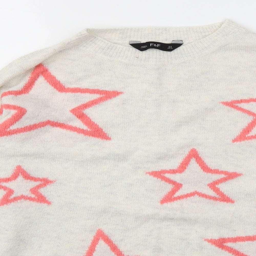 F&F Womens Ivory Argyle/Diamond  Pullover Jumper Size 6