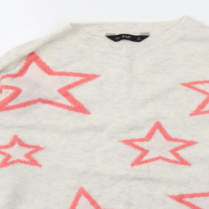 F&F Womens Ivory Argyle/Diamond  Pullover Jumper Size 6