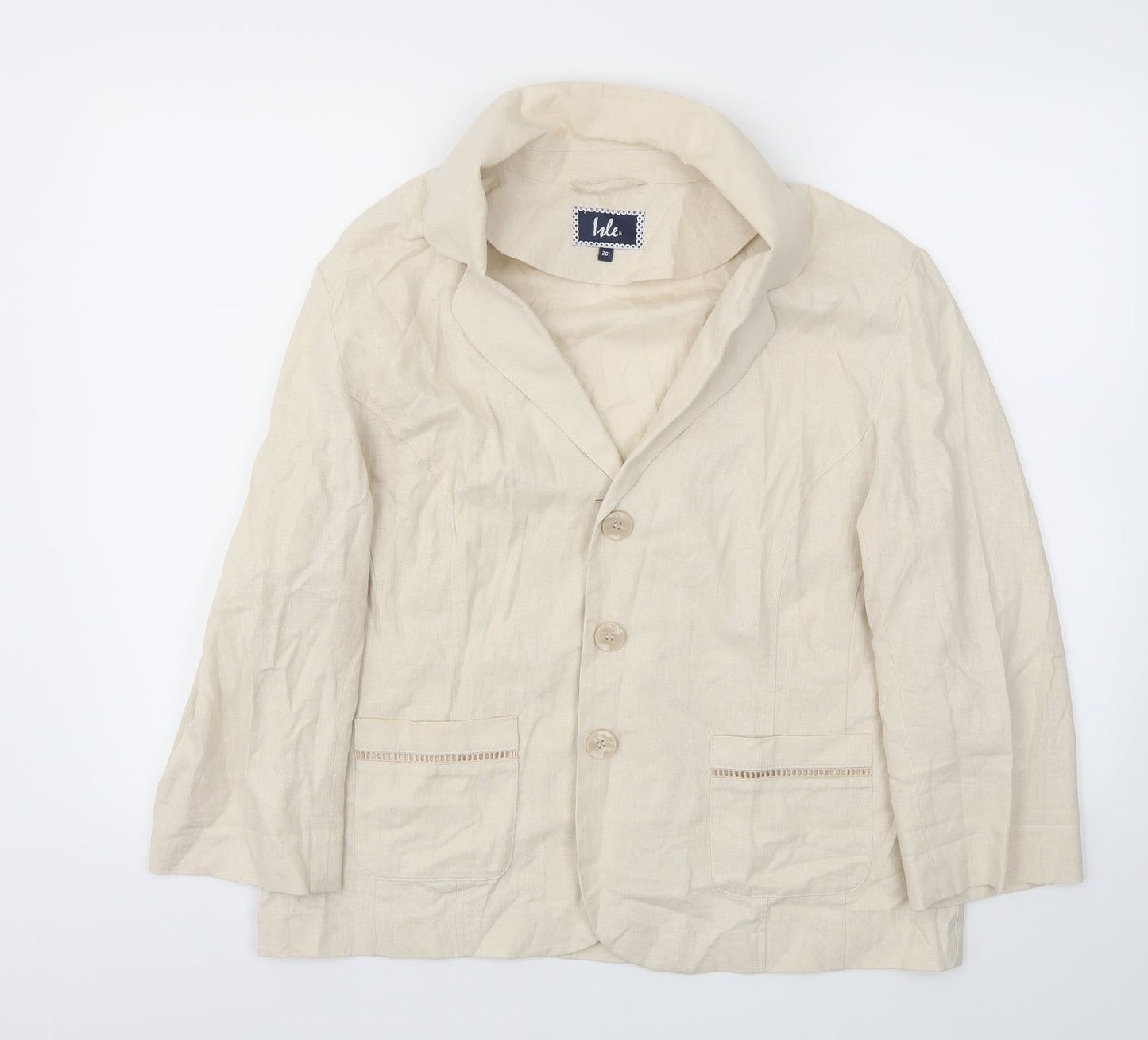 ISLE Womens Beige   Jacket Blazer Size 20