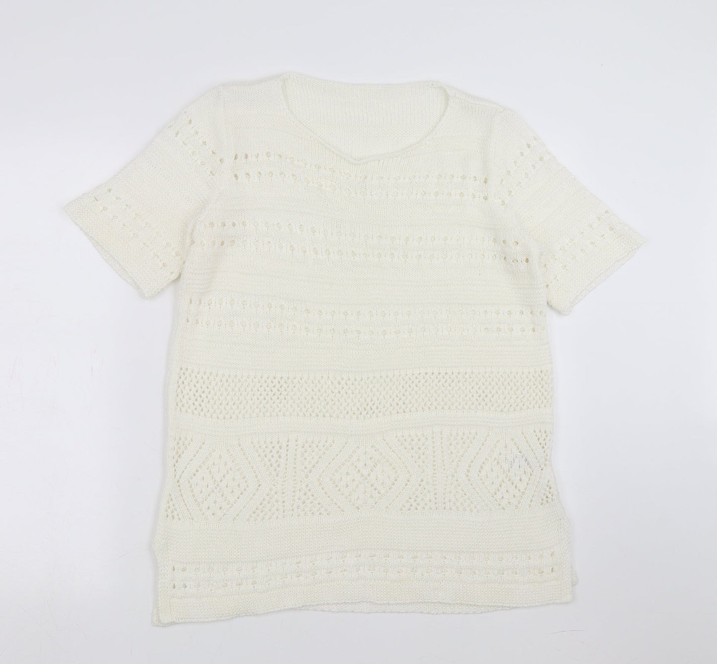 George Womens Ivory Geometric  Pullover Jumper Size 14  - open knit