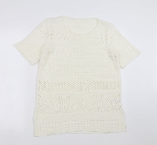 George Womens Ivory Geometric  Pullover Jumper Size 14  - open knit