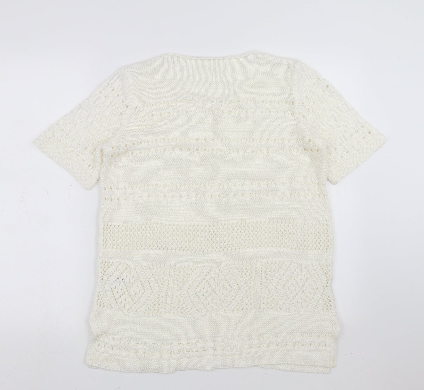 George Womens Ivory Geometric  Pullover Jumper Size 14  - open knit
