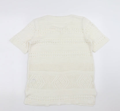 George Womens Ivory Geometric  Pullover Jumper Size 14  - open knit