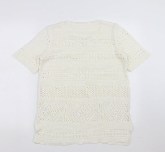 George Womens Ivory Geometric  Pullover Jumper Size 14  - open knit