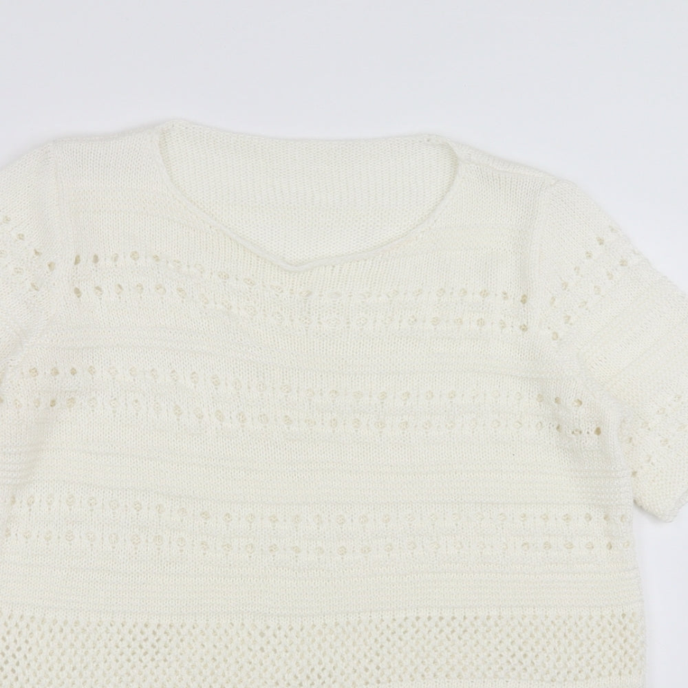 George Womens Ivory Geometric  Pullover Jumper Size 14  - open knit