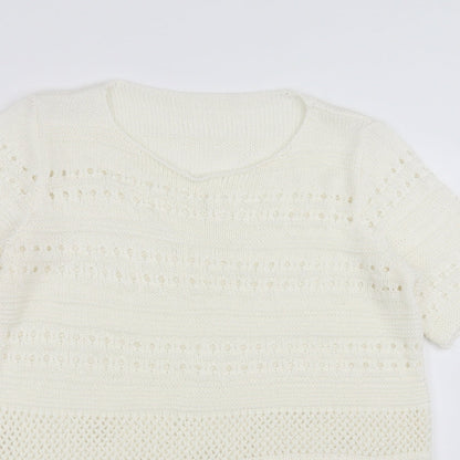 George Womens Ivory Geometric  Pullover Jumper Size 14  - open knit