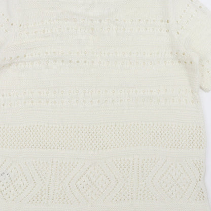 George Womens Ivory Geometric  Pullover Jumper Size 14  - open knit