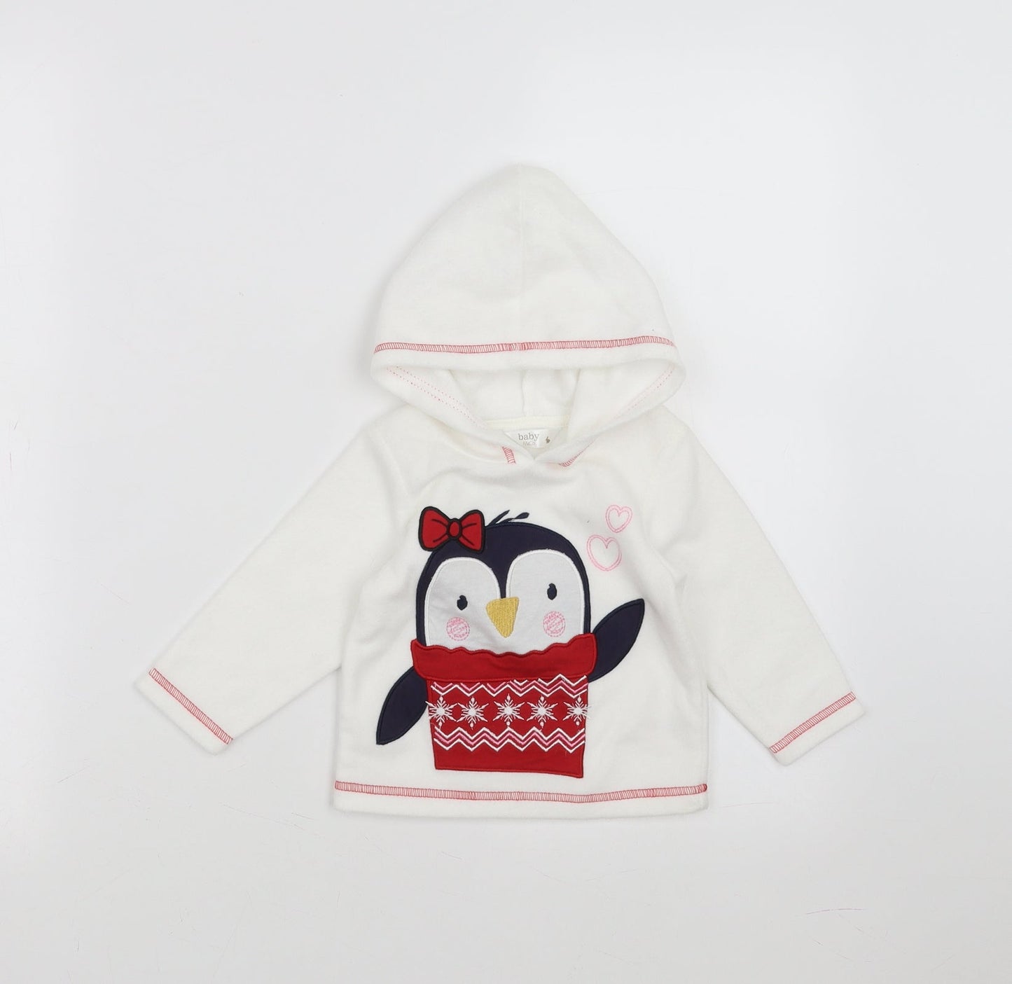 M&Co Girls White   Pullover Jumper Size 6-9 Months  - penguin