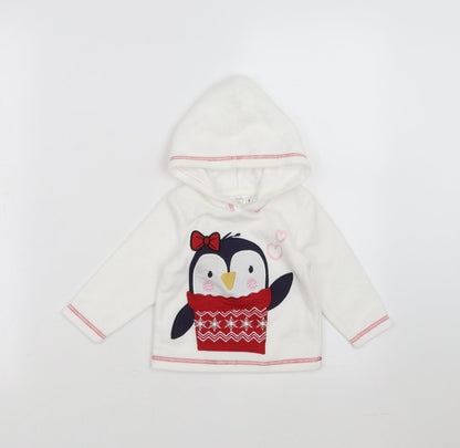 M&Co Girls White   Pullover Jumper Size 6-9 Months  - penguin