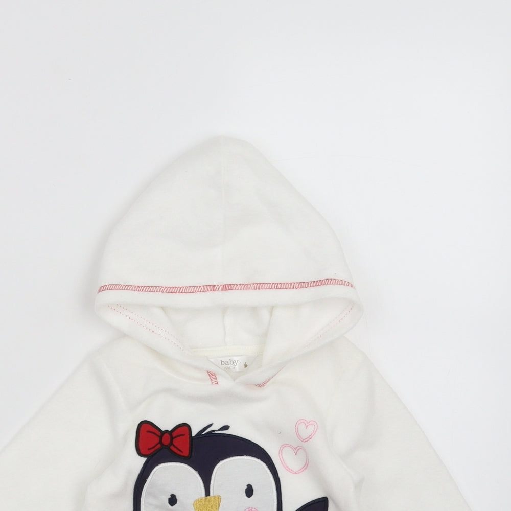 M&Co Girls White   Pullover Jumper Size 6-9 Months  - penguin