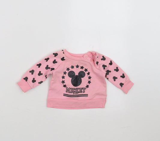 Disney Girls Pink   Pullover Jumper Size 0-3 Months  - mickey mouse