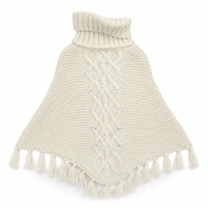 Preworn Girls Beige   Cape Jumper One Size  - beaded