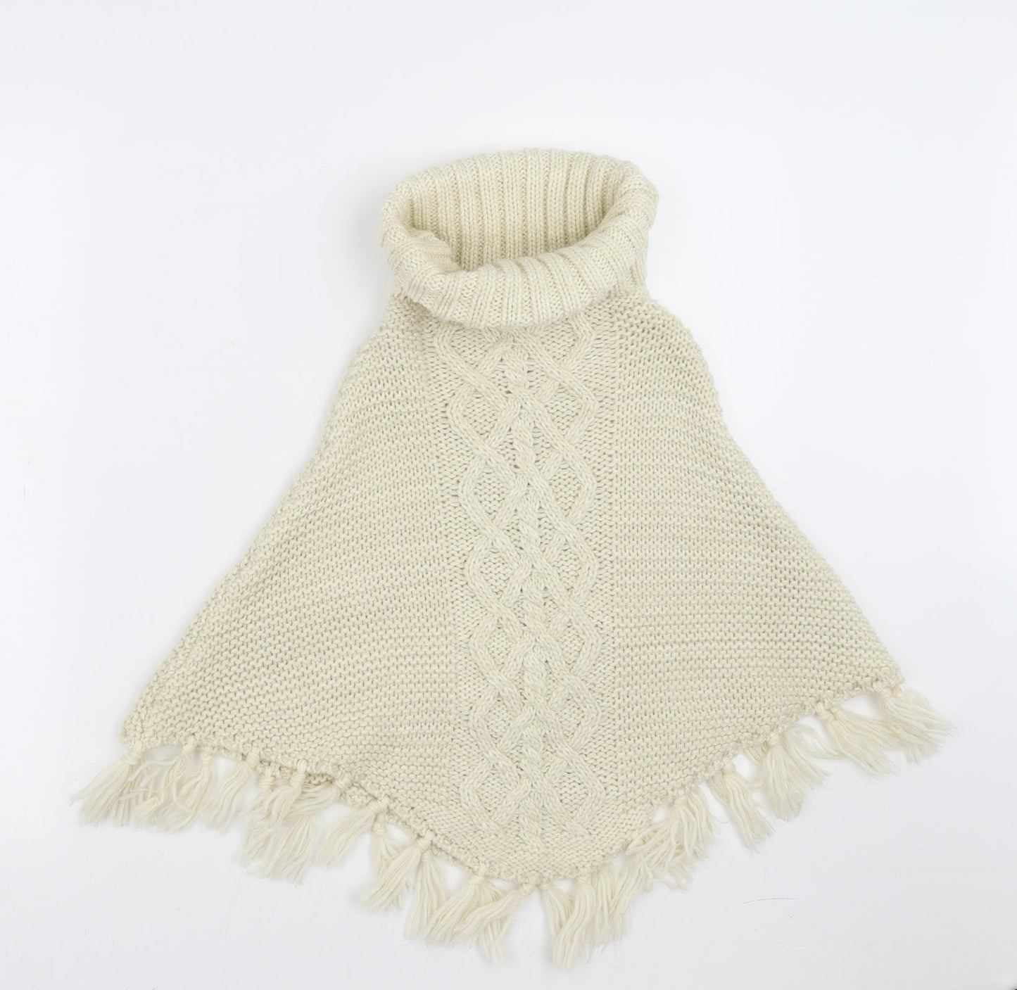 Preworn Girls Beige   Cape Jumper One Size  - beaded