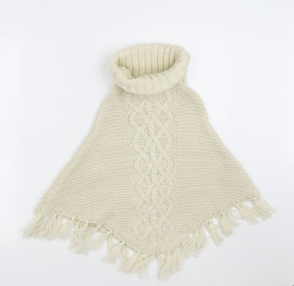Preworn Girls Beige   Cape Jumper One Size  - beaded