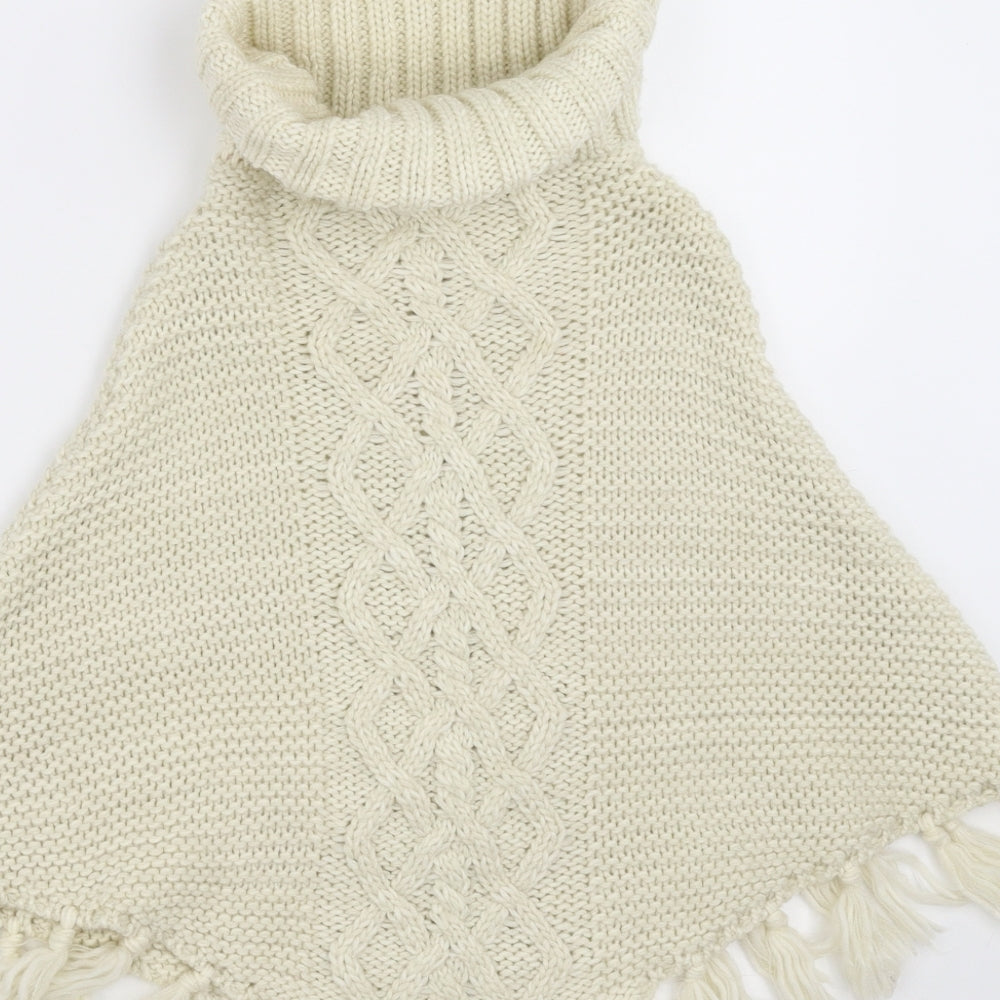 Preworn Girls Beige   Cape Jumper One Size  - beaded