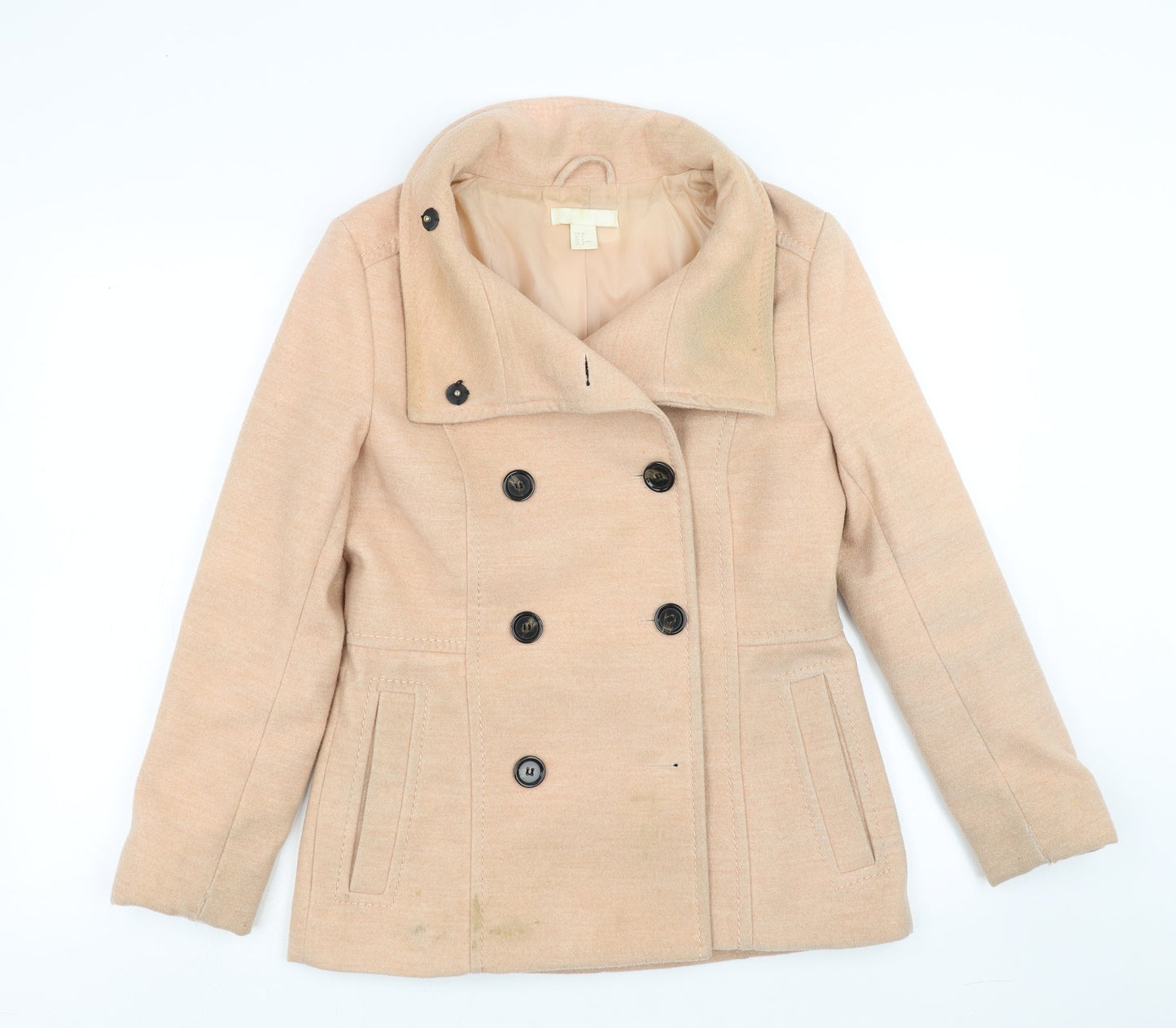 Womens UK Size 12 H&M Pink Pea Coat Coat