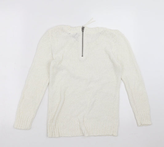 Womens UK Size XS H&M White Pullover Jumper