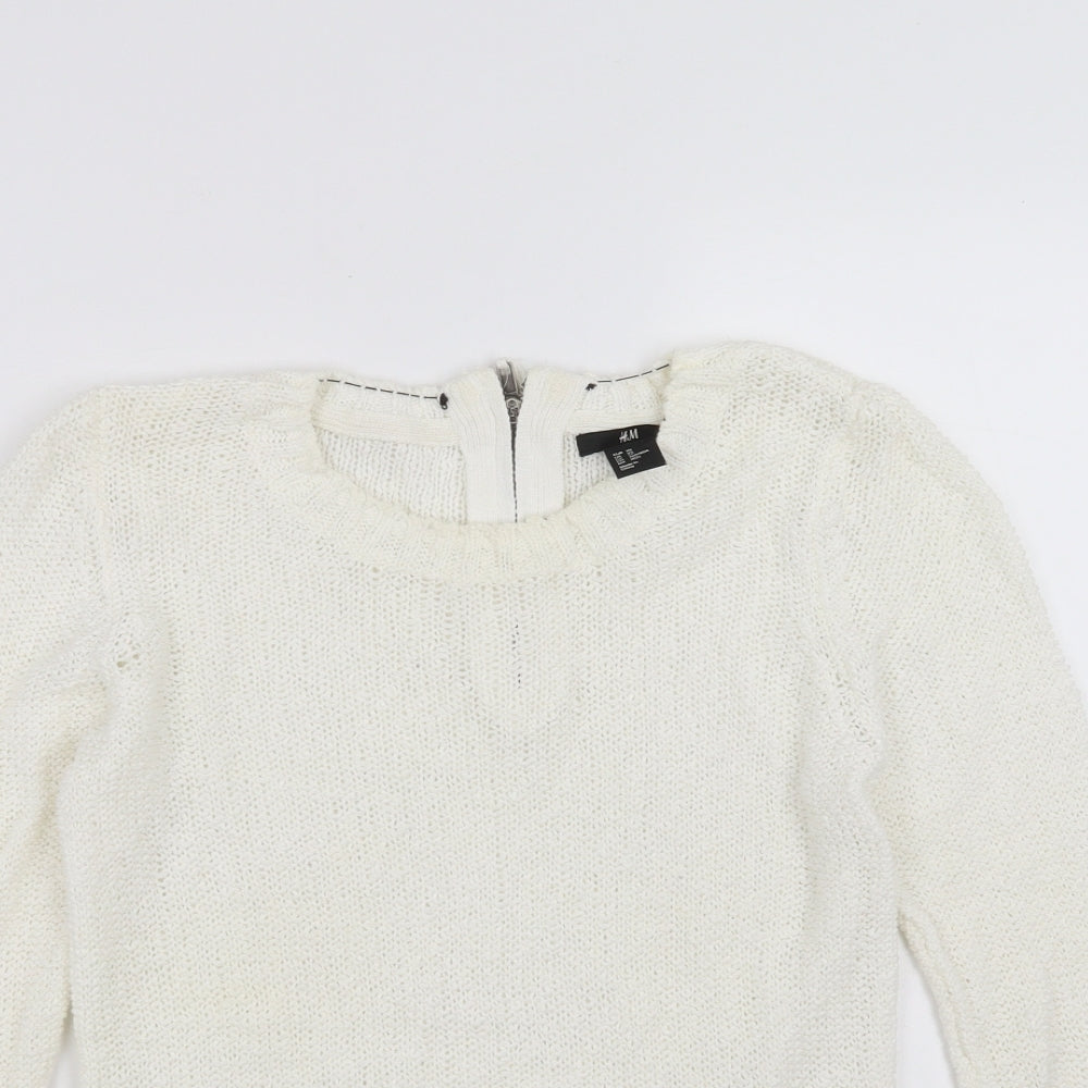 Womens UK Size XS H&M White Pullover Jumper