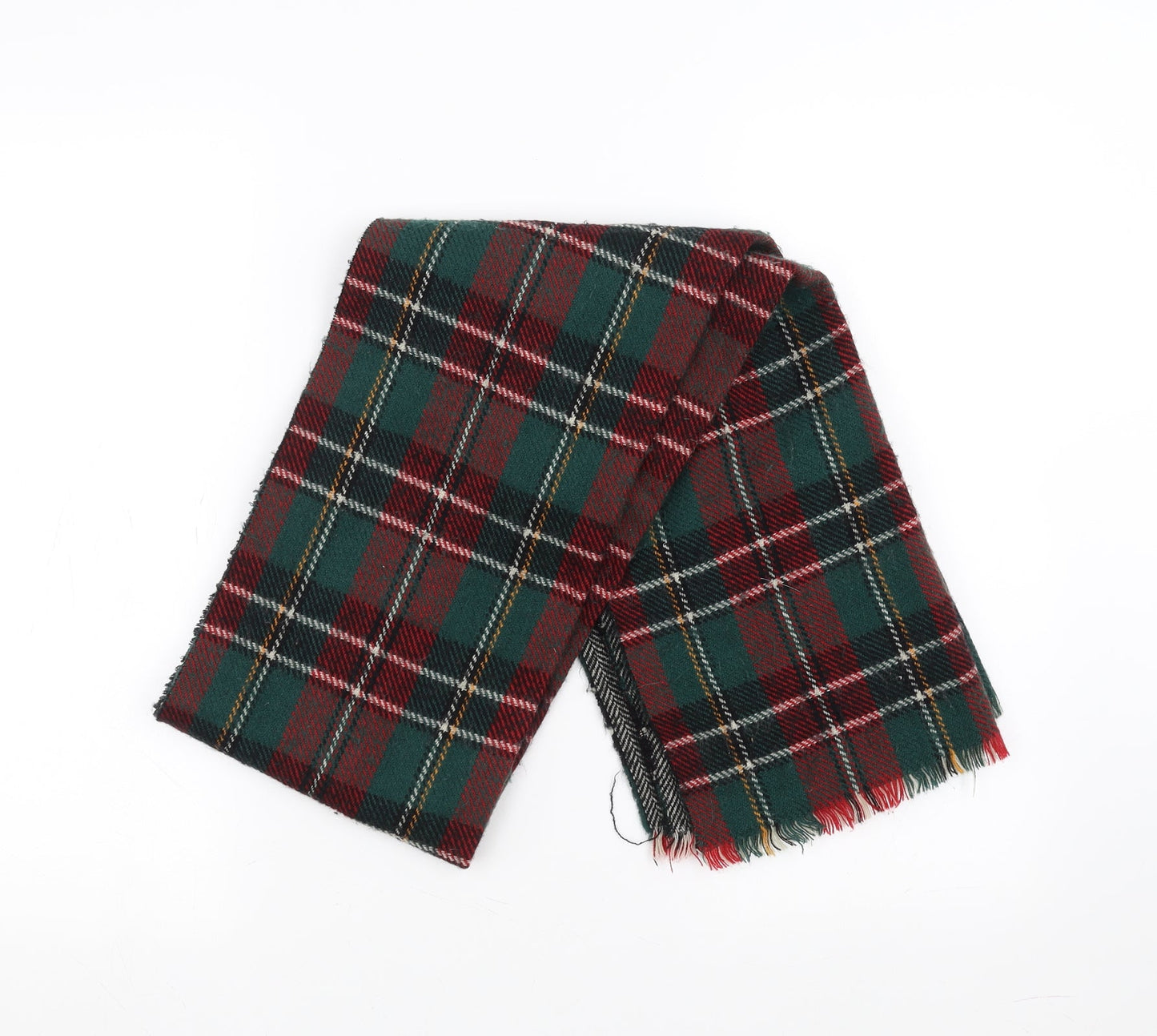 Preworn Unisex Green Plaid   Scarf