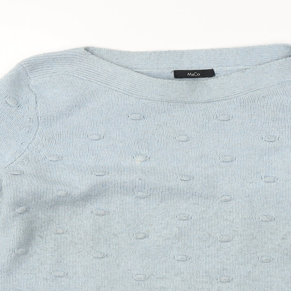 Womens UK Size 12 M&Co Blue Pullover Jumper