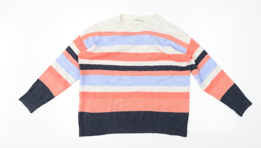 TU Womens White Striped  Pullover Jumper Size 10