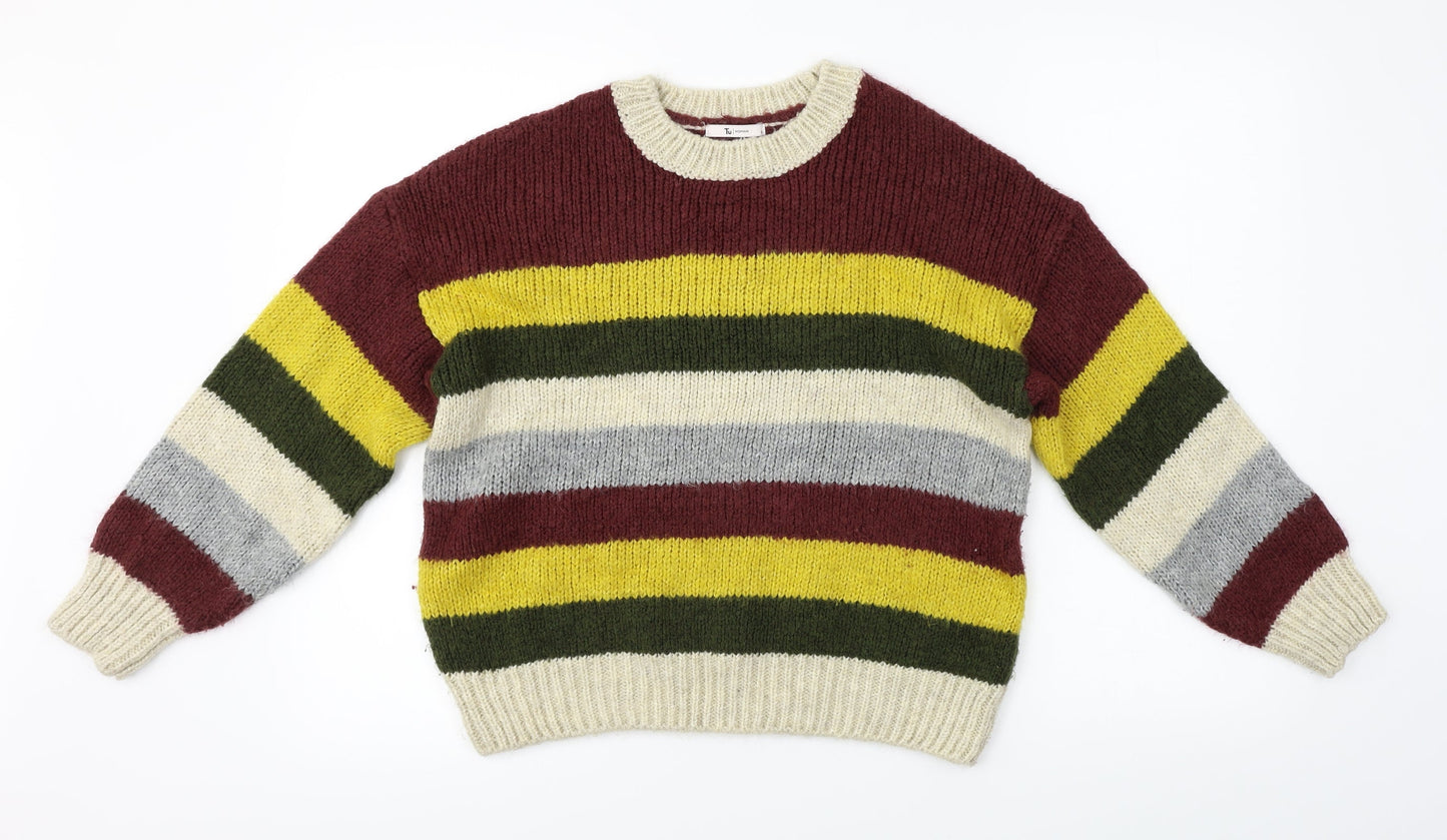 TU Womens Brown Striped  Pullover Jumper Size 12