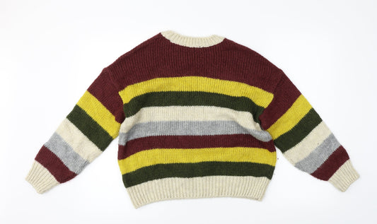 TU Womens Brown Striped  Pullover Jumper Size 12