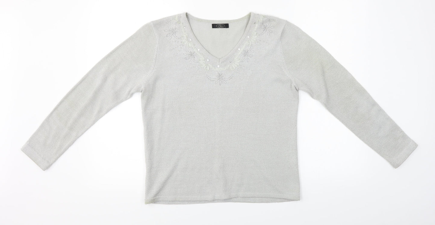 Womens UK Size S BM Grey Basic T-Shirt