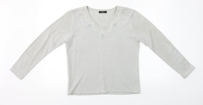 Womens UK Size S BM Grey Basic T-Shirt