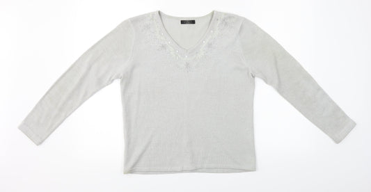Womens UK Size S BM Grey Basic T-Shirt