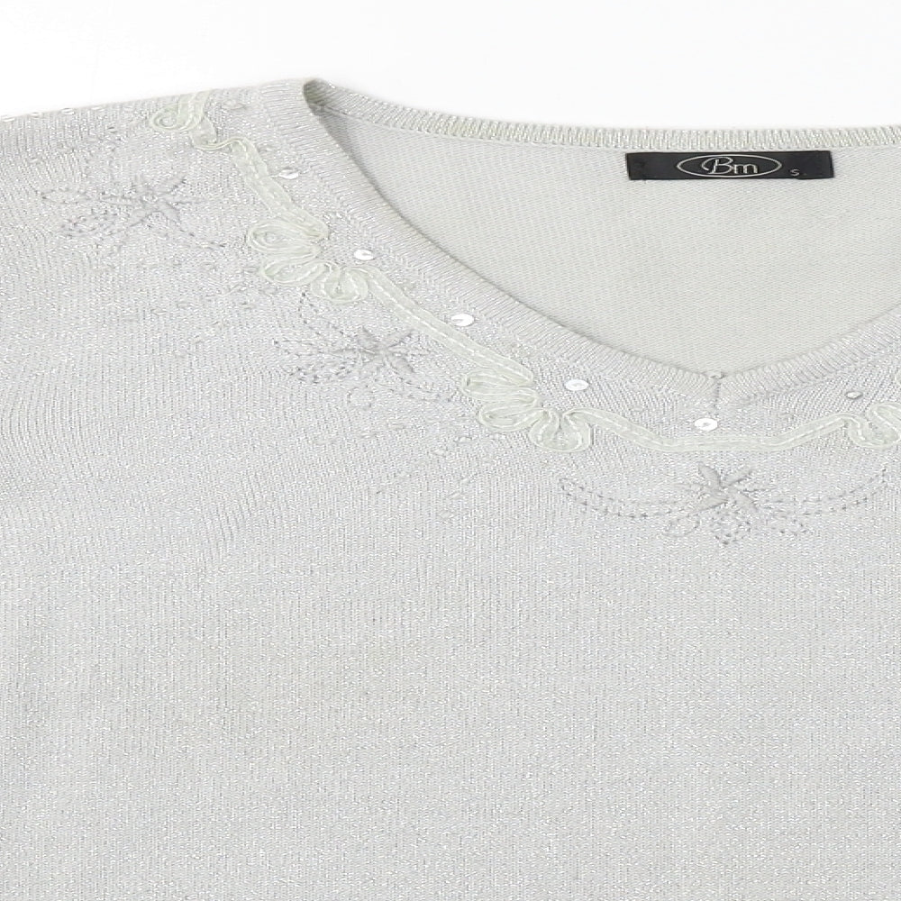 Womens UK Size S BM Grey Basic T-Shirt