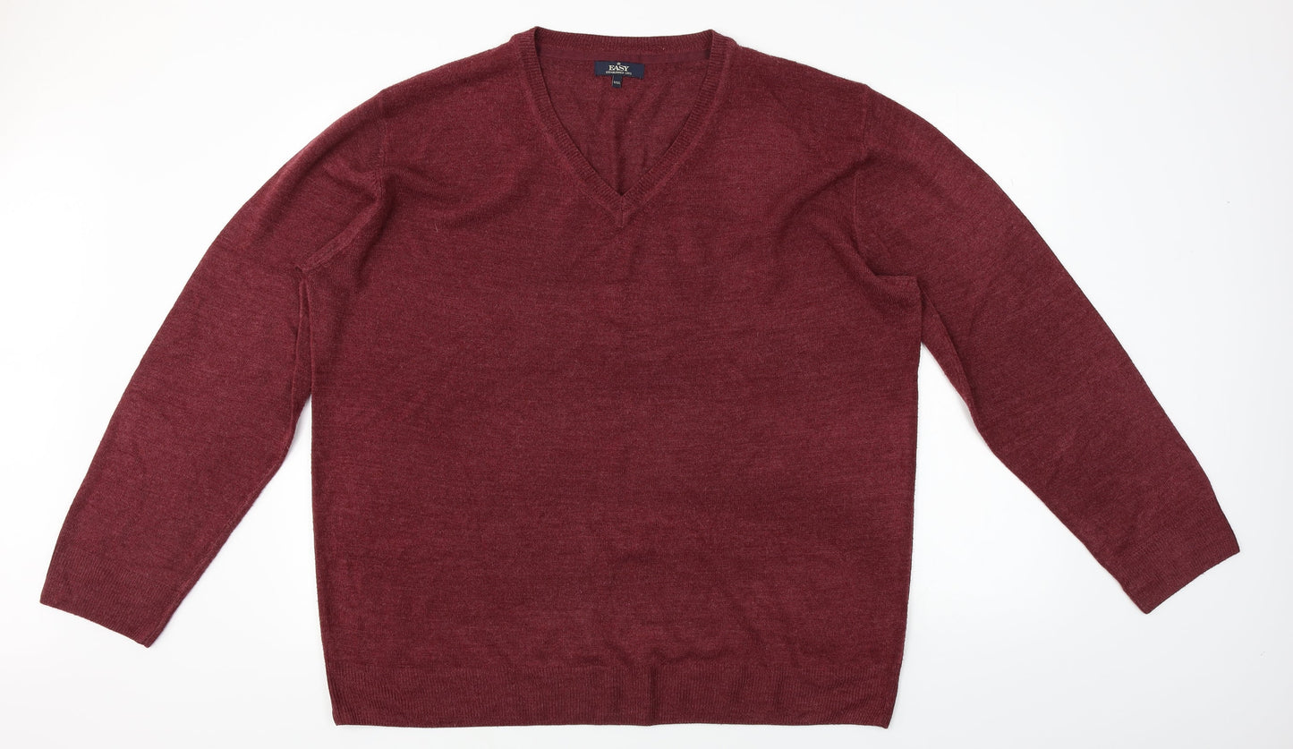 Easy Mens Red Houndstooth  Pullover Jumper Size 2XL