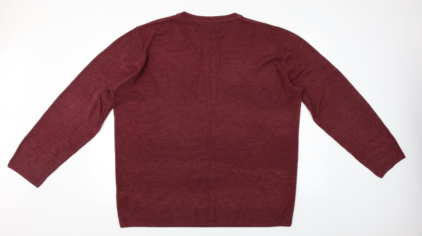 Easy Mens Red Houndstooth  Pullover Jumper Size 2XL