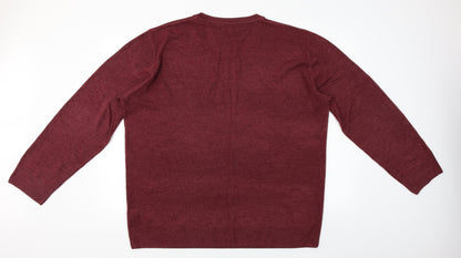 Easy Mens Red Houndstooth  Pullover Jumper Size 2XL