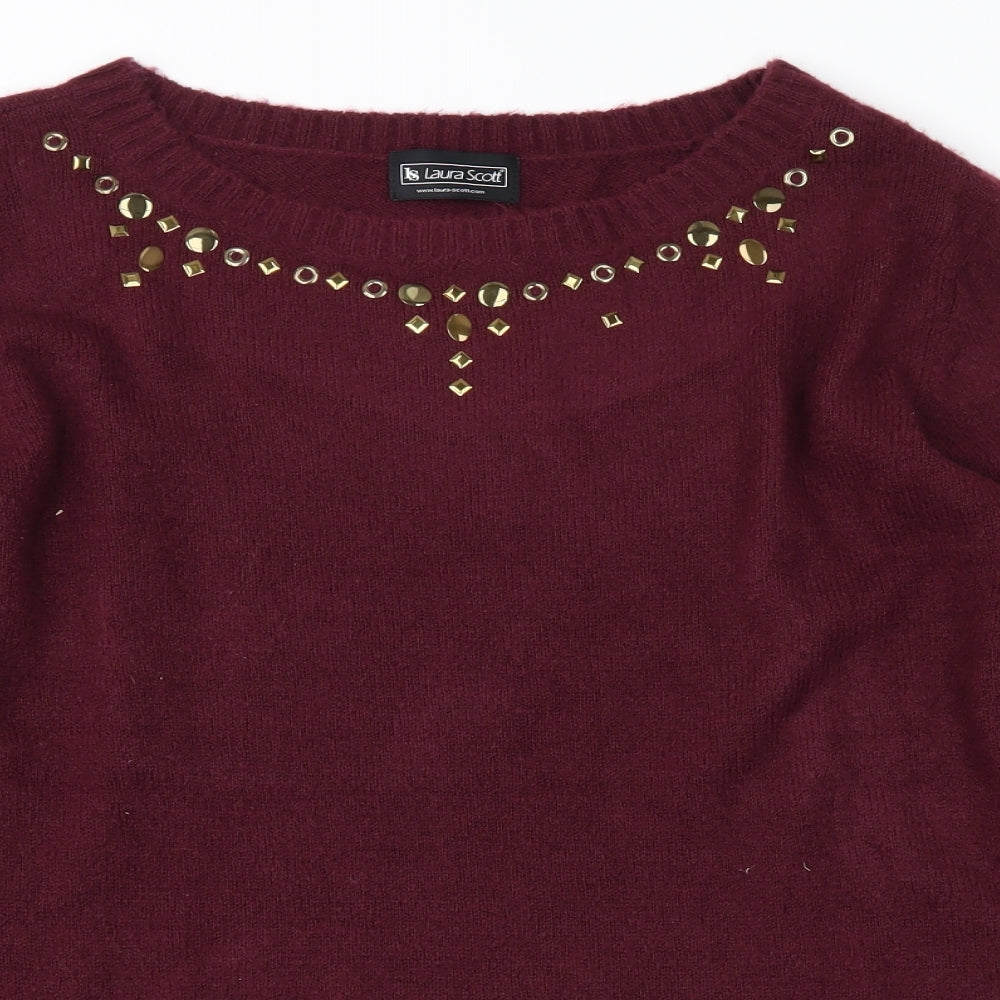 Laura Scott Womens Red   Pullover Jumper Size 16