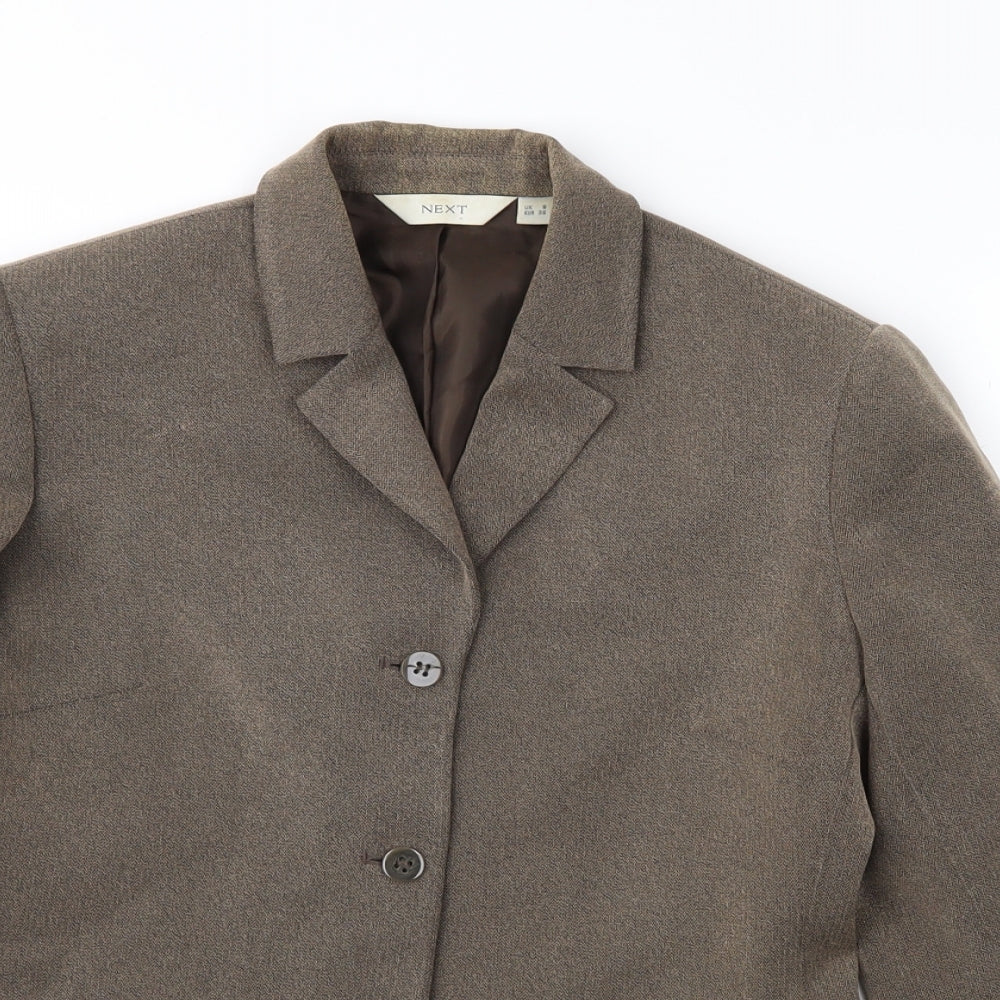 NEXT Womens Brown Herringbone  Jacket Suit Jacket Size 8