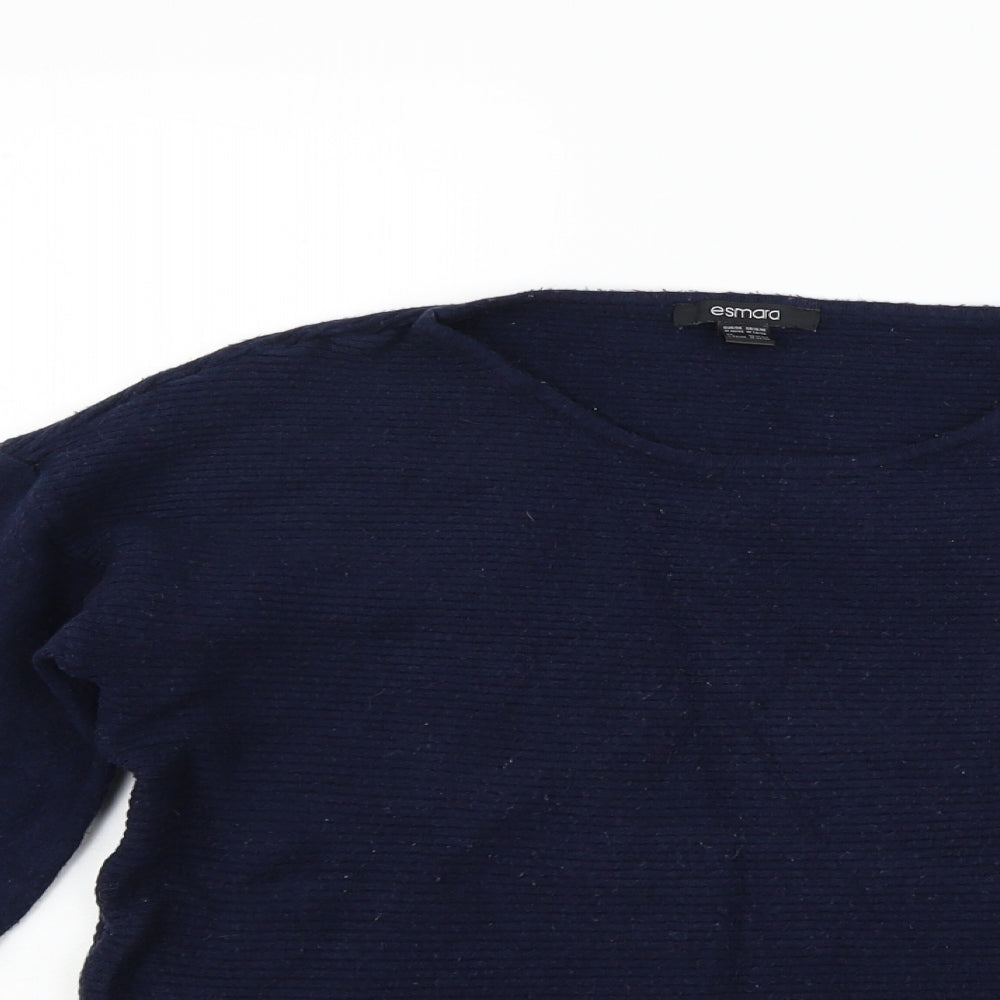 Womens UK Size 14 ESMARA Blue Henley Jumper