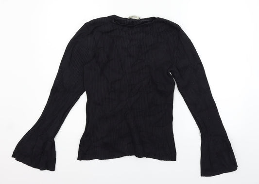 Womens UK Size L Oasis Black Basic T-Shirt