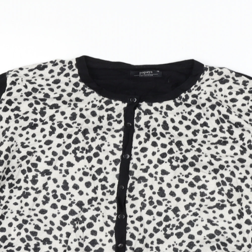 Papaya Womens Black Animal Print  Cardigan Jumper Size 10