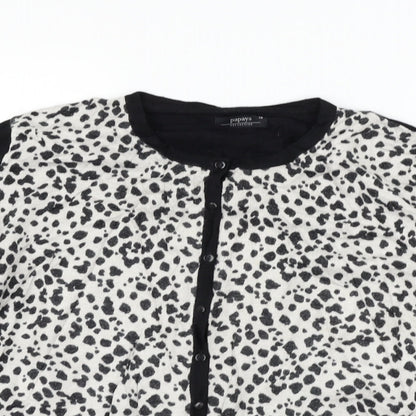 Papaya Womens Black Animal Print  Cardigan Jumper Size 10