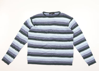 Defined Womens Blue Striped  Pullover Jumper Size L