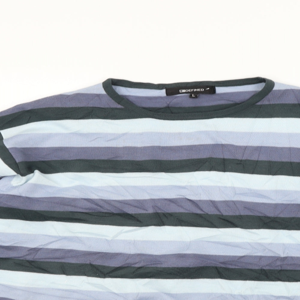 Defined Womens Blue Striped  Pullover Jumper Size L
