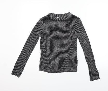 H&M Girls Black   Henley Jumper Size 11-12 Years