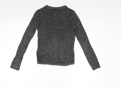 H&M Girls Black   Henley Jumper Size 11-12 Years